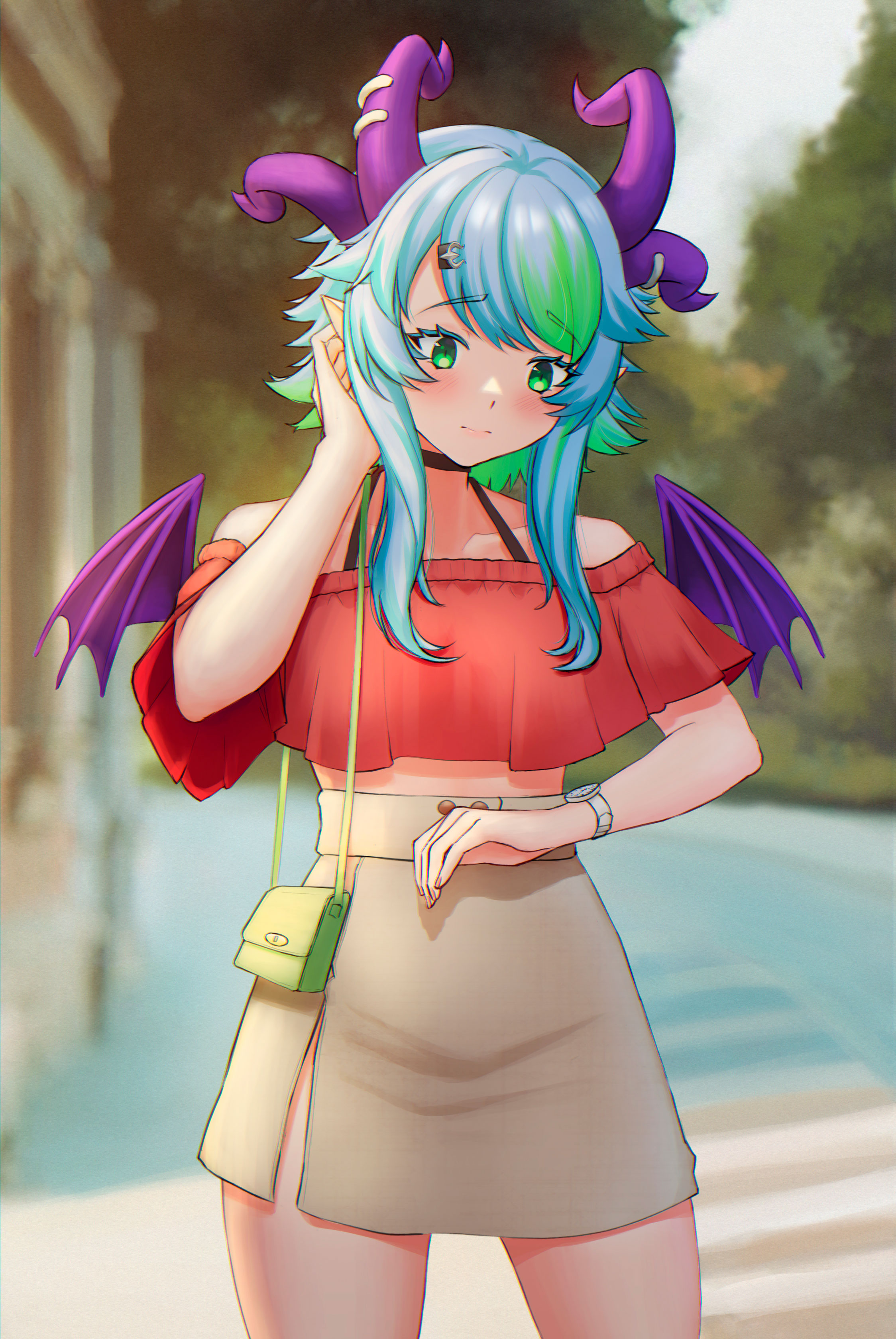 kershokart vshojo apricot (froot) horns pointy ears wings 859172